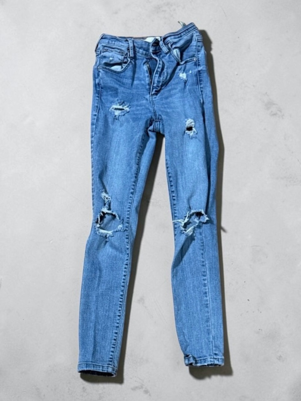 Garage Distressed Blue Skinny Jeans